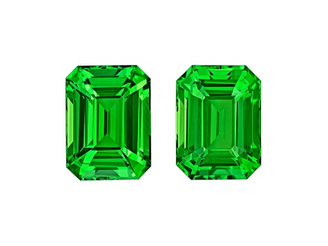 Tsavorite 7.6x5.7mm Emerald Cut Matched Pair 3.38ctw