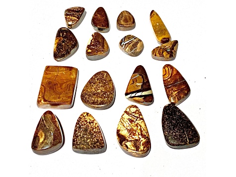 Boulder Opal Pre-Drilled Free-Form Cabochon Set of 16 140ctw