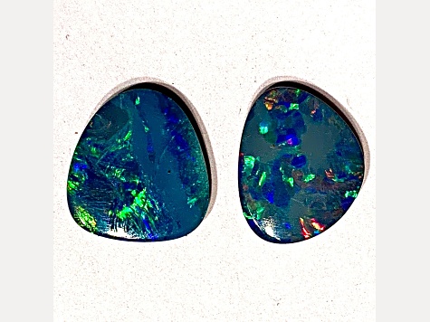 Opal on Ironstone Free-Form Doublet Set of 2 9.08ctw