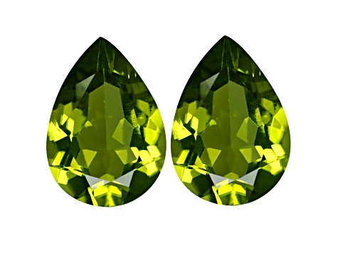 Peridot 9.87x6.83mm Pear Shape Matched Pair 3.7ctw