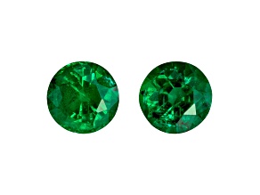 Zambian Emerald 5.4mm Round Matched Pair 1.26ctw