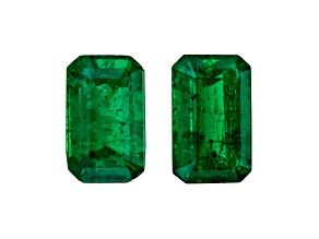 Brazilian Emerald 5x3mm Emerald Cut Matched Pair 0.57ctw
