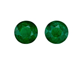 Brazilian Emerald 5.8mm Round Matched Pair 1.36ctw