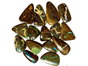 Boulder Opal Pre-Drilled Free-Form Cabochon Set of 15 81ctw