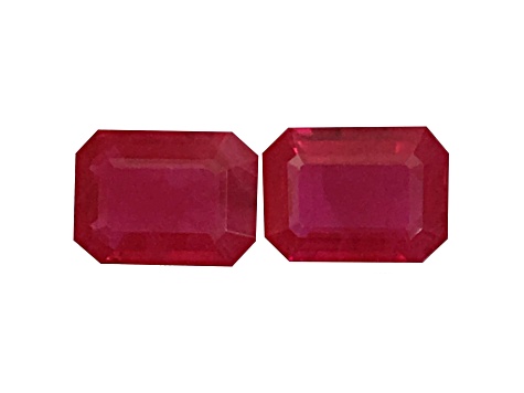 Ruby 7.8x5.7mm Emerald Cut Matched Pair 2.6ctw