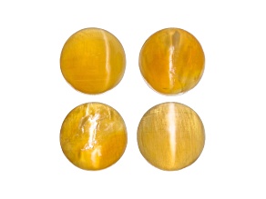 Fire Opal Cat's Eye 7mm Round Matched Set of 4 4.18ctw