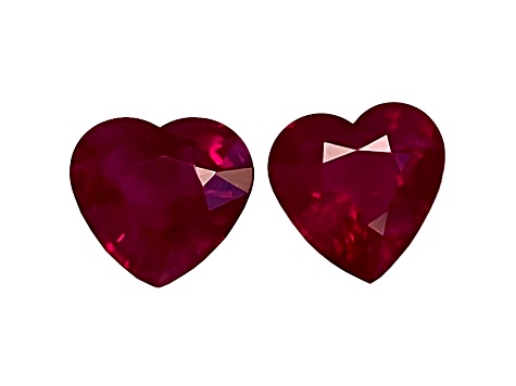 Ruby 6.9x7.2mm Heart Shape Matched Pair 2.91ctw