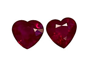 Ruby 6.9x7.2mm Heart Shape Matched Pair 2.91ctw