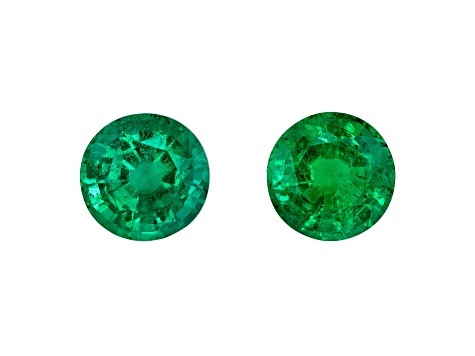 Zambian Emerald 6.7mm Round Matched Pair 2.15ctw