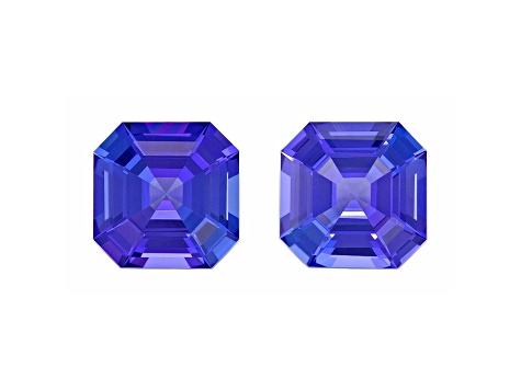 Tanzanite 6.6mm Emerald Cut Matched Pair 2.42ctw