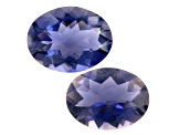 Iolite 9x7mm Oval Checkerboard Cut Matched Pair 2.13ctw