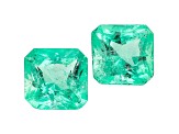 Colombian Emerald 5.4mm Emerald Cut Matched Pair 1.45ctw