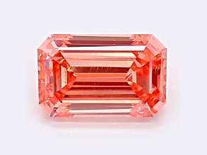 1.23ct Intense Pink Emerald Cut Lab-Grown Diamond SI2 Clarity IGI Certified