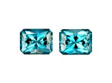 Blue Zircon 9x7mm Radiant Cut Matched Pair 7.43ctw