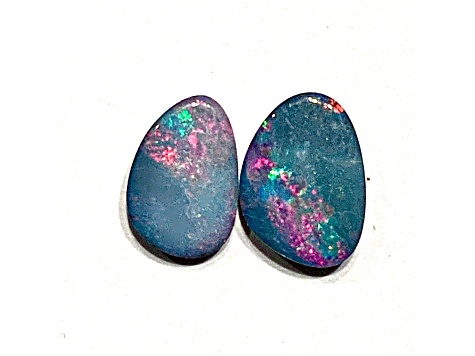 Opal on Ironstone Free-Form Doublet Set of 2 1.50ctw