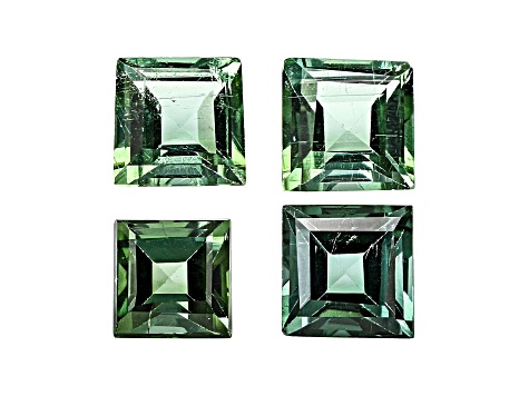Green Tourmaline 3mm Square Set of 4 0.5ctw