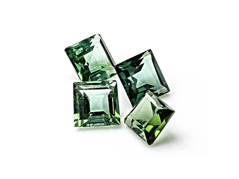 Green Tourmaline 3mm Square Set of 4 0.5ctw