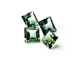 Green Tourmaline 3mm Square Set of 4 0.5ctw