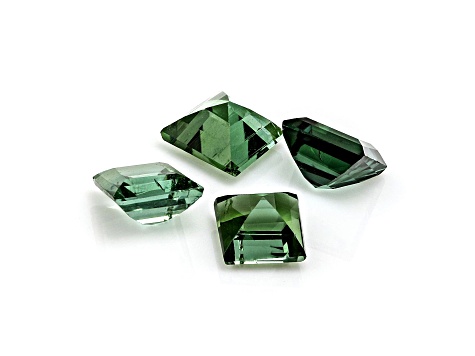 Green Tourmaline 3mm Square Set of 4 0.5ctw
