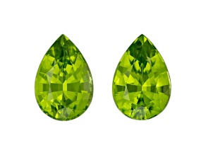 Peridot 11.2x7.6mm Pear Shape Matched Pair 6.62ctw