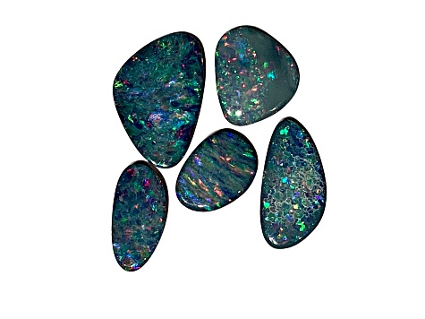 Opal on Ironstone Free-Form Doublet Set of 5 9.14ctw