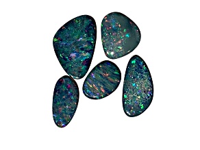 Opal on Ironstone Free-Form Doublet Set of 5 9.14ctw
