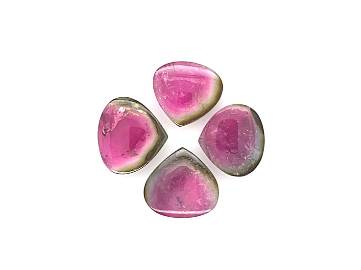 Watermelon Tourmaline Free-Form Slice Set of 4 27.13ctw