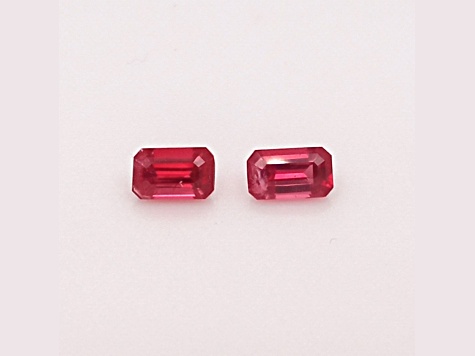 Burmese Red Spinel 5x3mm Emerald Cut Matched Pair 0.66ctw