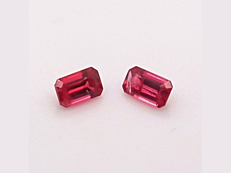 Burmese Red Spinel 5x3mm Emerald Cut Matched Pair 0.66ctw