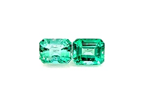 Ethiopian Emerald 5x4mm Emerald Cut Matched Pair 0.75ctw