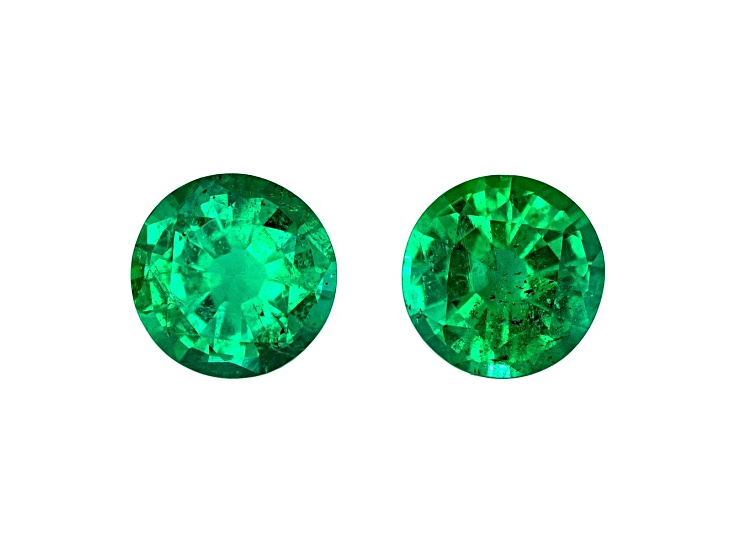 Zambian Emerald 5.5mm Round Matched Pair 1.06ctw