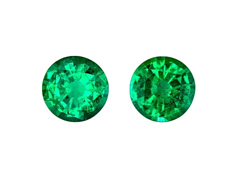 Zambian Emerald 5.5mm Round Matched Pair 1.06ctw
