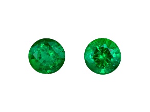 Zambian Emerald 4.8mm Round Matched Pair 0.87ctw