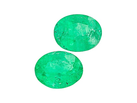 Colombian Emerald 7.2x5.7mm Oval Matched Pair 1.86ctw