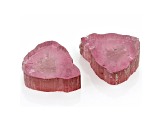 Pink Tourmaline 16x13mm Free-Form Polished Slice Set of 2 16.87ctw