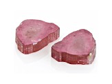 Pink Tourmaline 16x13mm Free-Form Polished Slice Set of 2 16.87ctw