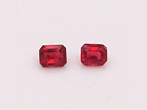 Burmese Red Spinel Unheated 5x4mm Emerald Cut Matched Pair 1.06ctw