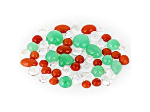 Moonstone, Coral and Chrysoprase Mixed Shape Cabochon Parcel 25.00ctw