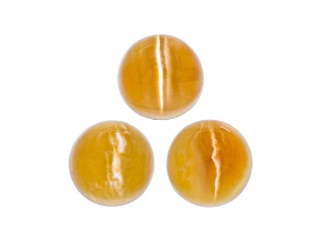 Fire Opal Cat's Eye 6.4mm Round Matched Set of 3 3.10ctw
