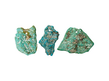 Picture of Sonoran Turquoise Pre-Drilled Tumbled Nugget Focal Beads Set of 3