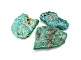 Sonoran Turquoise Pre-Drilled Tumbled Nugget Focal Beads Set of 3