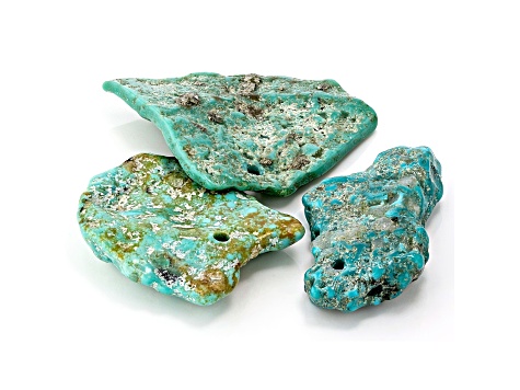 Sonoran Turquoise Pre-Drilled Tumbled Nugget Focal Beads Set of 3