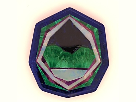 Intarsia Multi-Stone Inlay 26.5x23.5mm Octagon