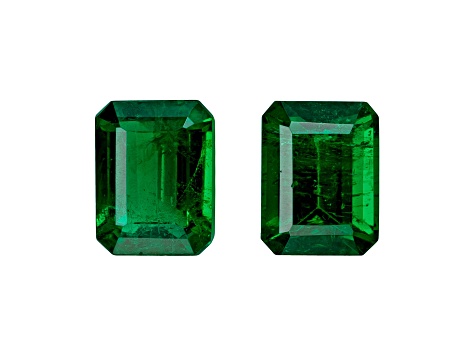 Brazilian Emerald 5.6x4.3mm Emerald Cut Matched Pair 1.29ctw