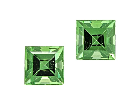 Tsavorite Garnet 3.7mm Princess Cut Matched Pair 0.55ctw