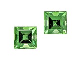 Tsavorite Garnet 3.7mm Princess Cut Matched Pair 0.55ctw