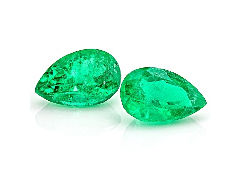 Colombian Emerald 7.7x5.2mm Pear Shape Matched Pair 1.70ctw