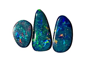 Opal on Ironstone Free-Form Doublet Set of 3 8.77ctw