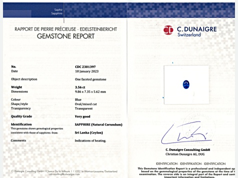 Sapphire 9.86x7.35mm Oval 3.56ct