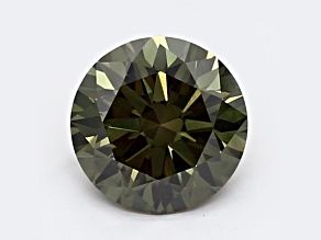 1.47ct Dark Green Round Lab-Grown Diamond VS2 Clarity IGI Certified